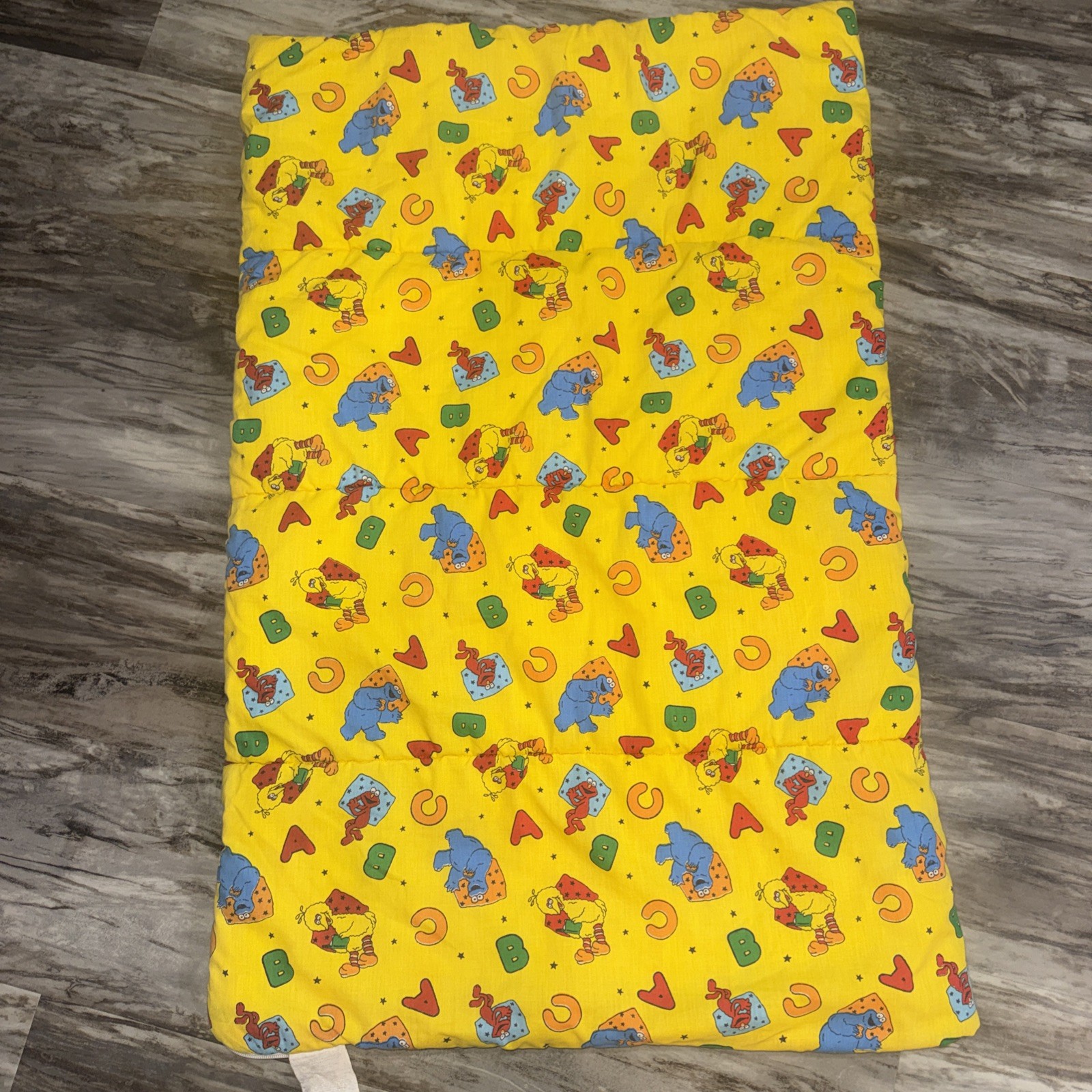 Vintage Big Bird Sesame Street Yellow Kids Sleeping Bag 39X25 Folds Into Pillow