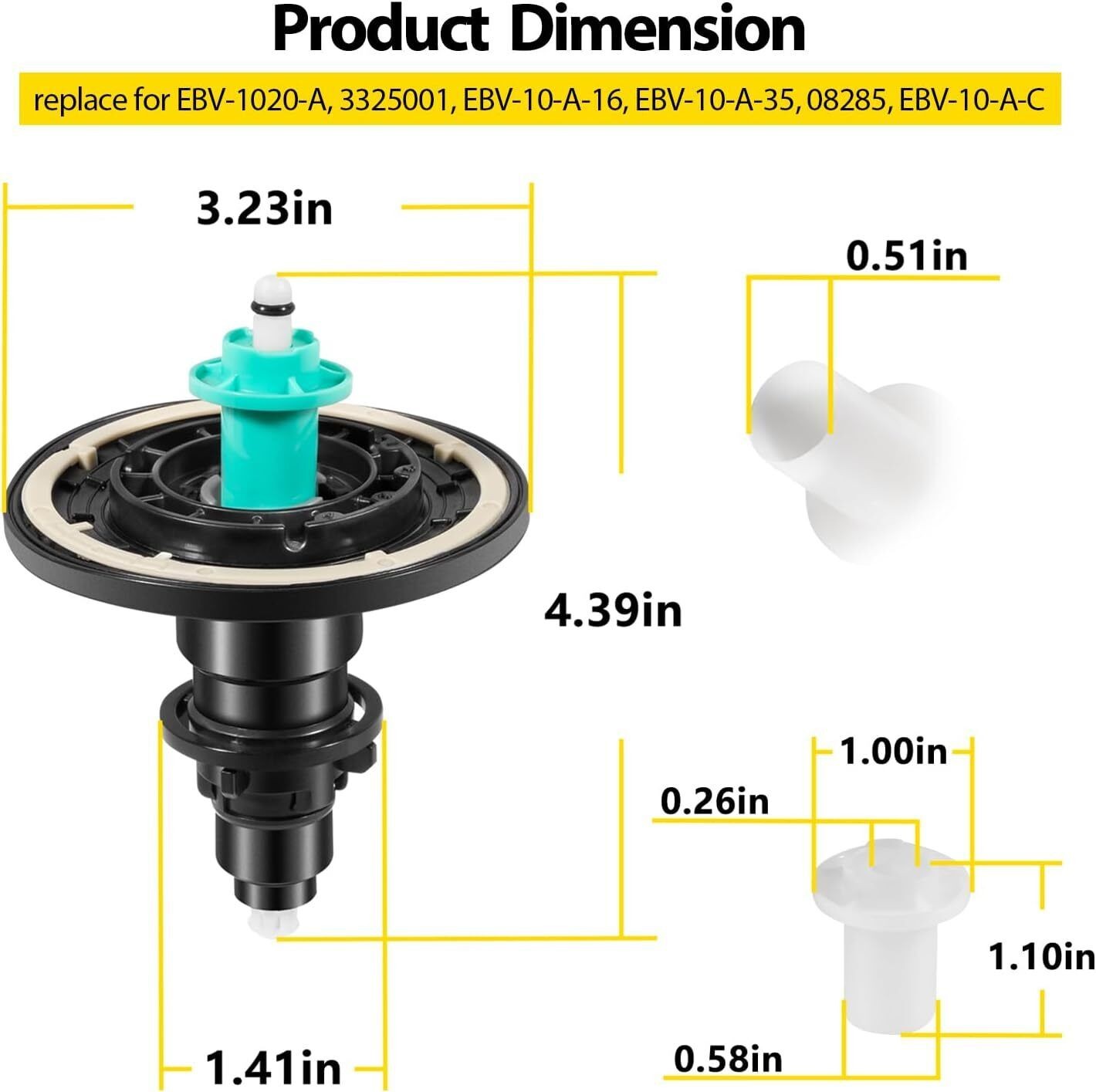 For Sloan 3325001 Optima Plus 3.5&4.5 GPF Flex Tube Diaphragm Kit EBV-1020-A