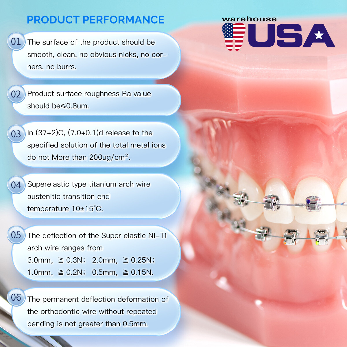 AZDENT Dental Orthodontic Brackets Mini Roth/MBT 022 Hooks 345/10Size Arch Wires