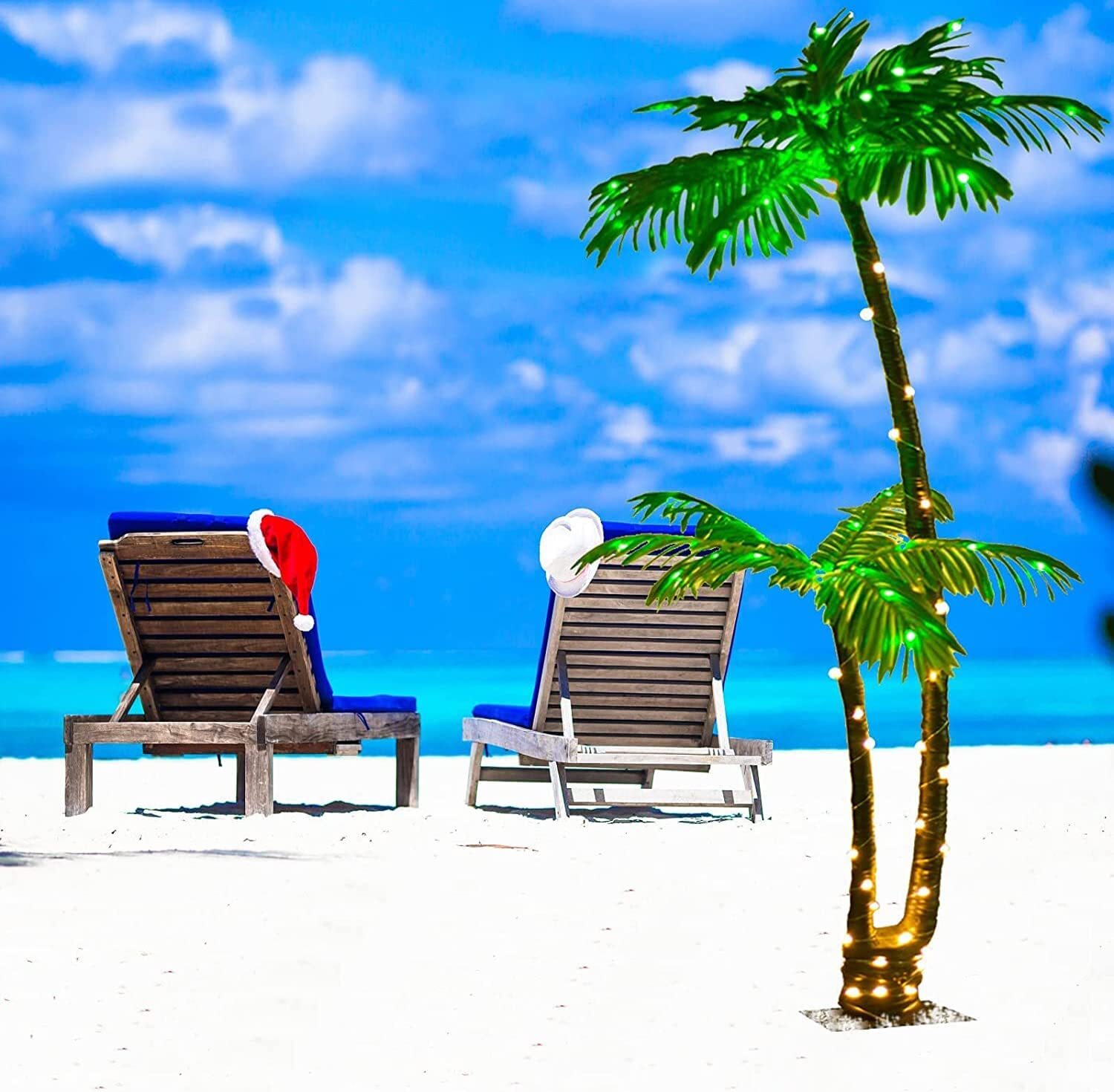 6FT Artificial Lighted Palm Tree Light Up Tree for Outside Patio Bar Indoor