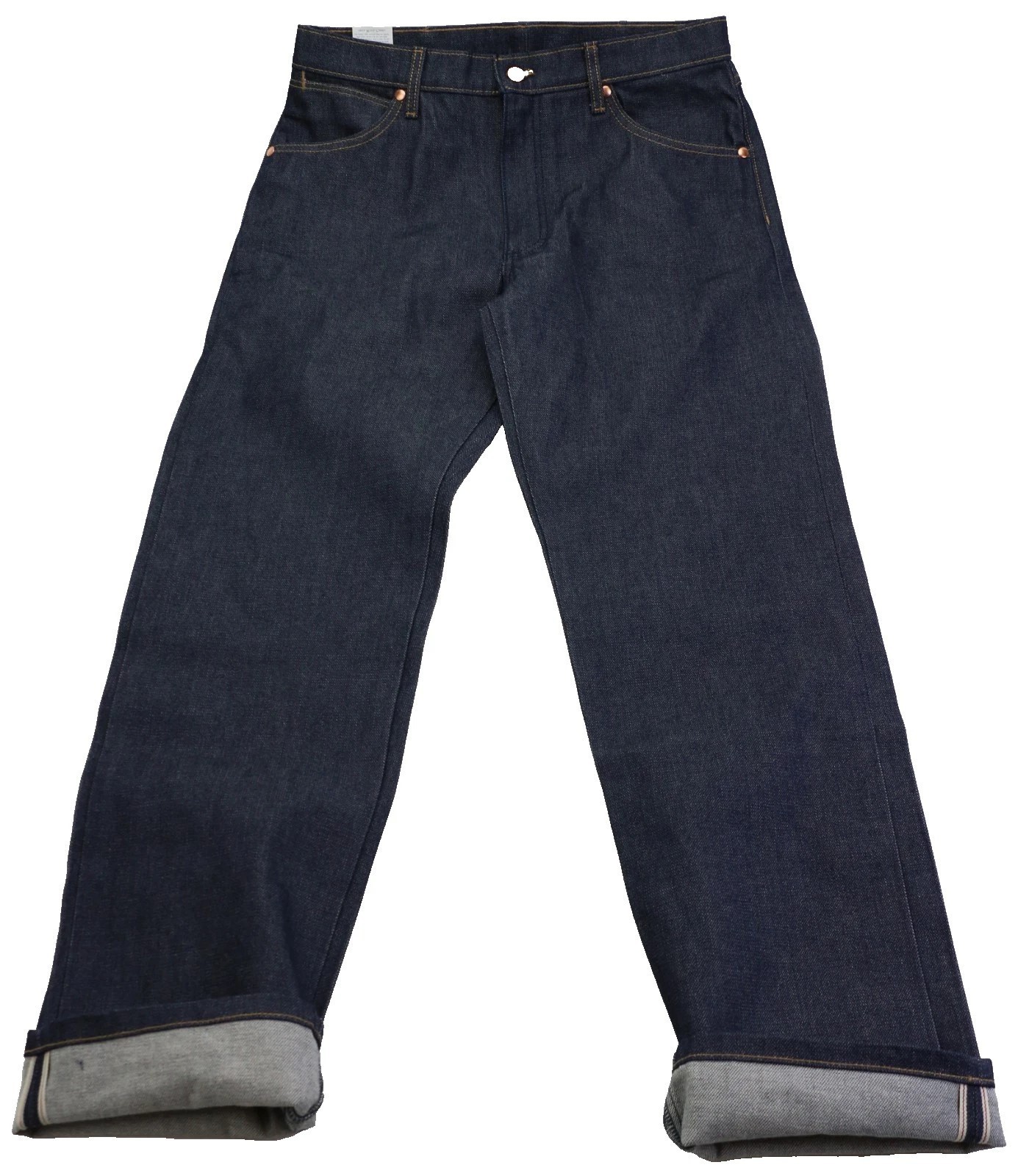 Wrangler 13MWZ Men's Jeans 100% Cotton Selvedge Denim Broken Twill Dark Indigo