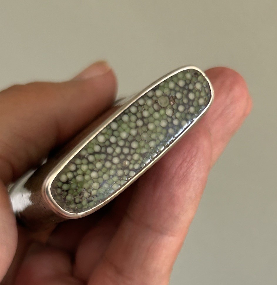 Antique Georgian Green Shagreen & Silver Mounted Draughtsman’s Etui. Circa 1790.