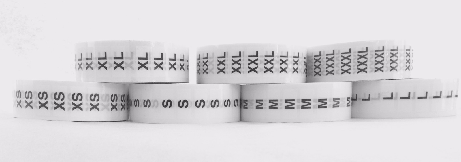 Sizes"XS-XXXL" Wrap Around Clothing Apparel Size Labels Clothes Strips Stickers