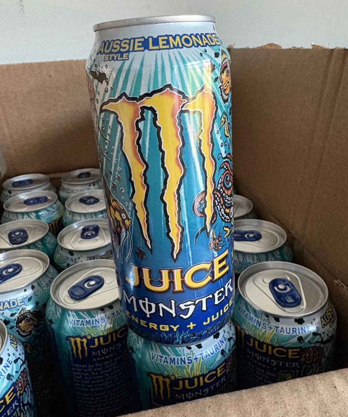 Monster Energy + Juice Aussie Style Lemonade 16 Fl Oz Cans Case (24 Pack)