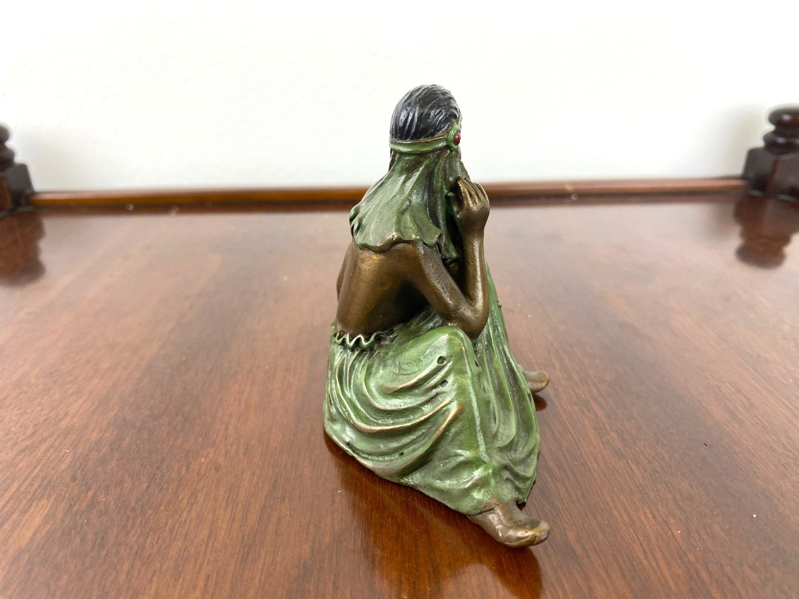 Bronze sculpture semi-naked woman Viennese style after Franz Bergman