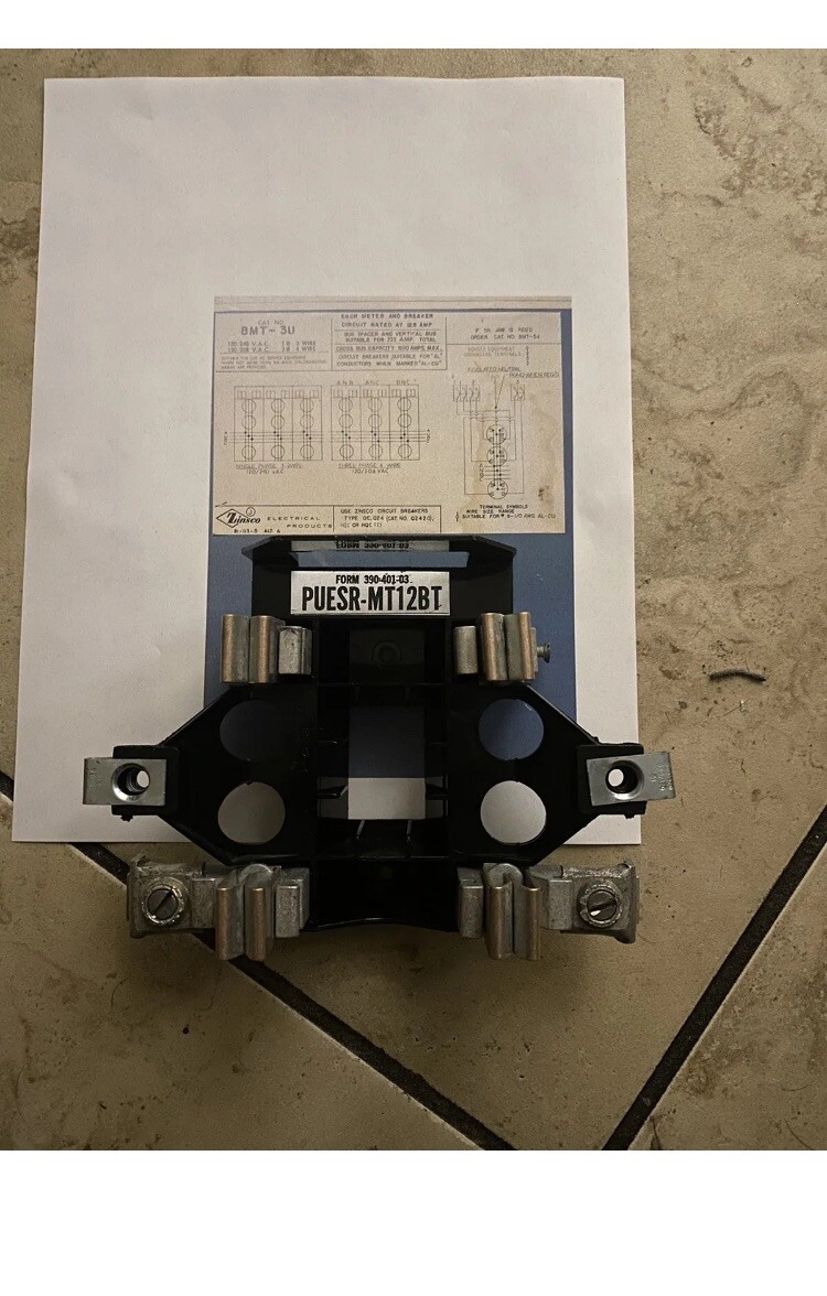Zinsco Meter Socket PUESR-MT12BT 100 125 or 200A Multi Meter. Only 1 Ps.