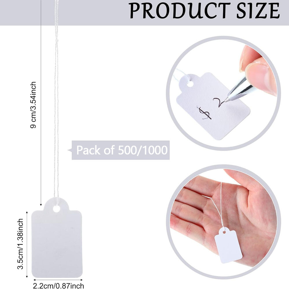 500/1000pcs White Marking Tags Pricing Display Tags Writable Label Hang Tag