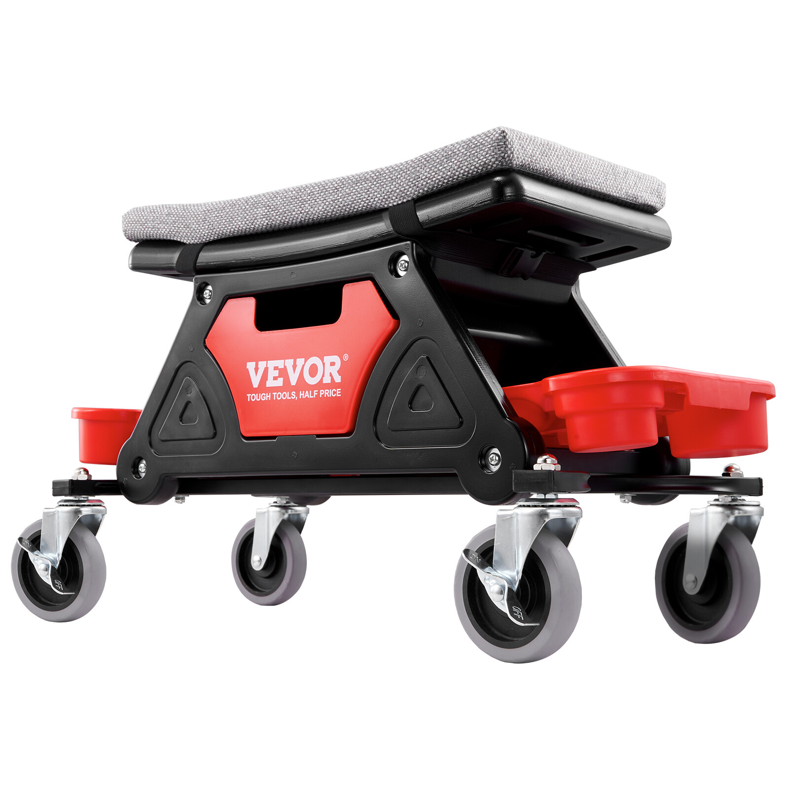 VEVOR Mechanic Stool Creeper Seat 300lb Rolling Shop Stool with Tool Trays