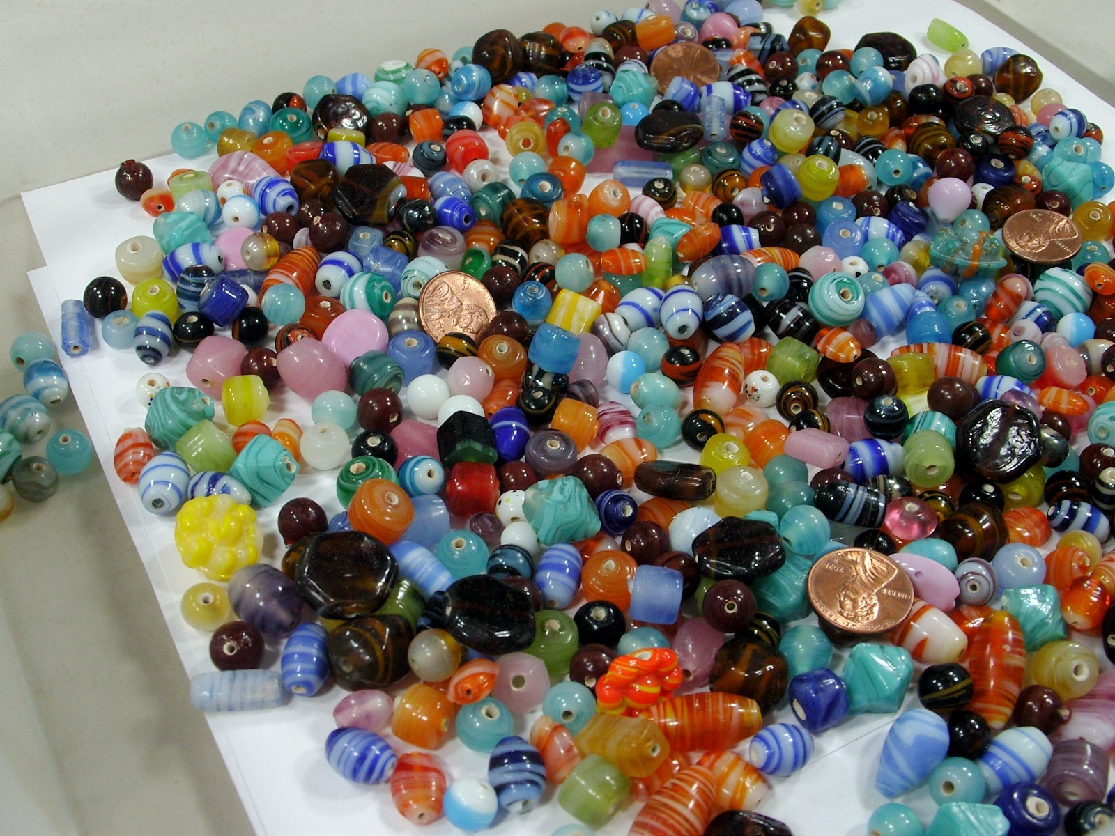 2 Pounds Assorted Shapes and Sizes India Handmade Multicolor Glass Beads (D-8) ⭐