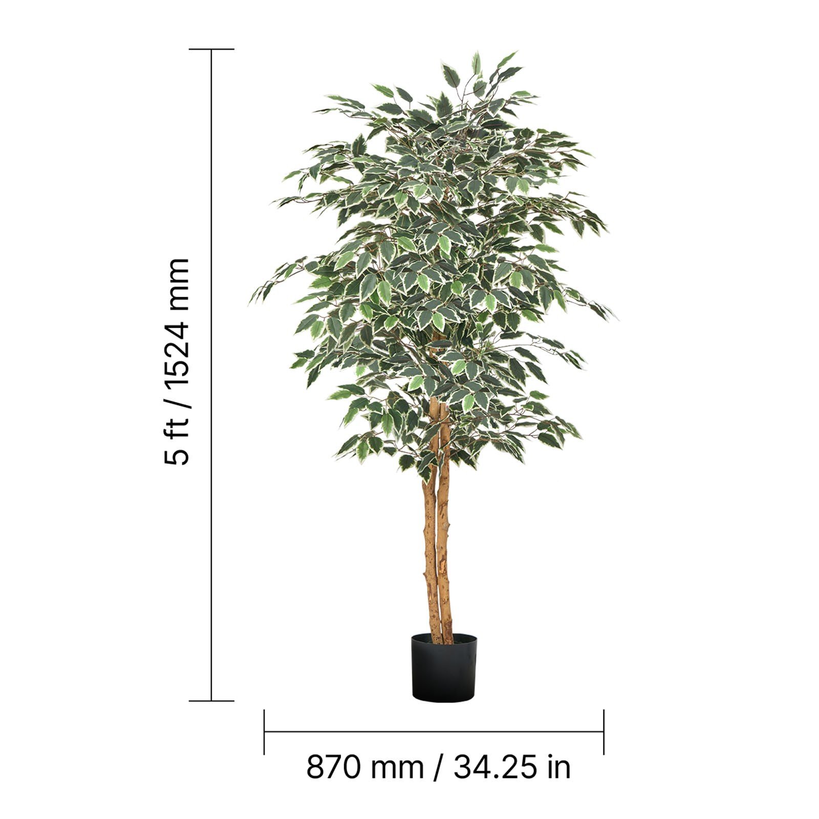 Uimoso 5FT Artificial Ficus Tree Faux Plant for Indoor Decor
