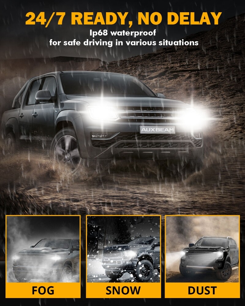 AUXBEAM 9005 Canbus LED Headlight Bulb Conversion Kit Low Beam Super White 6500K