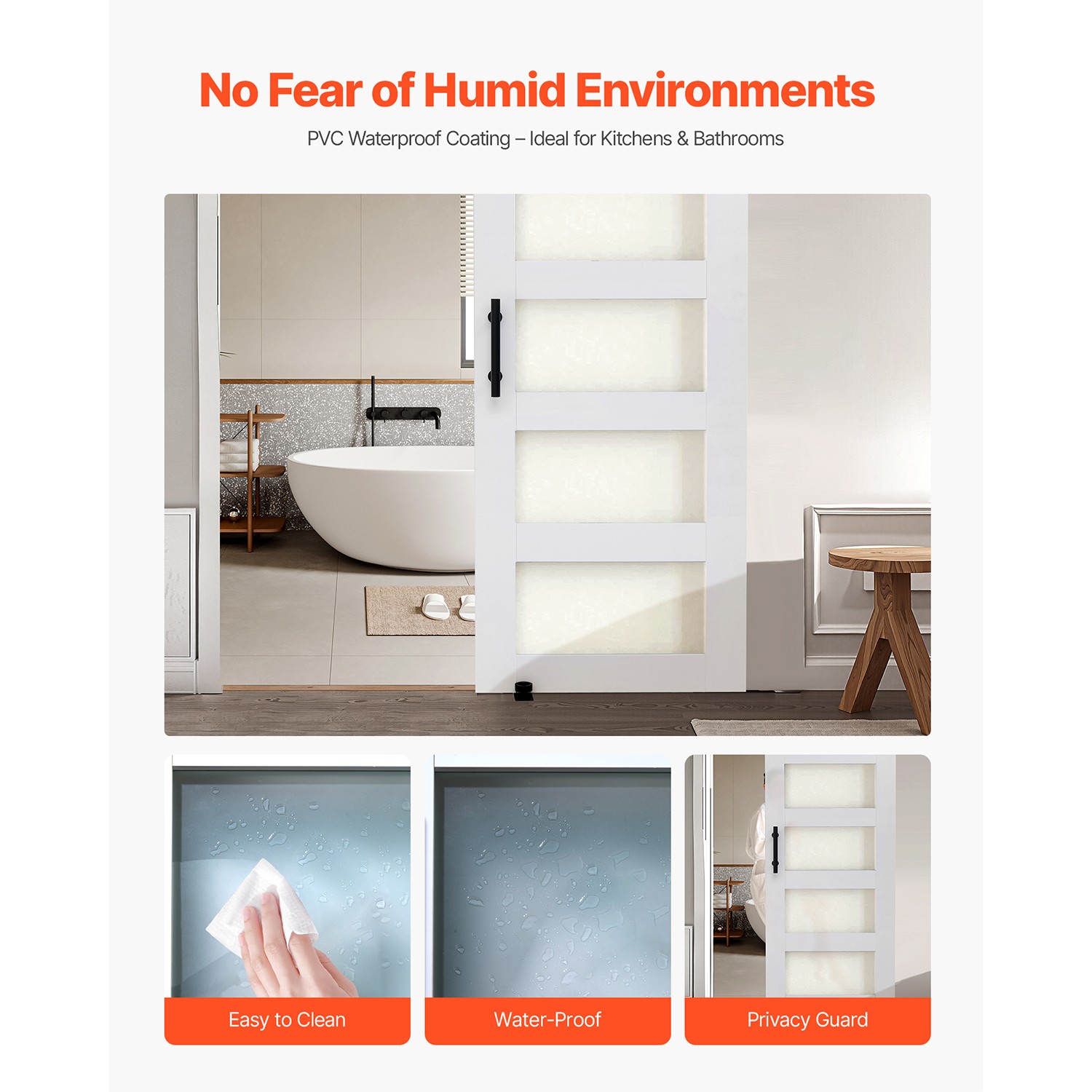 Uimoso Sliding Barn Door with Hardware Kit 30 x 84 in, MDF Panel & Frosted Glass