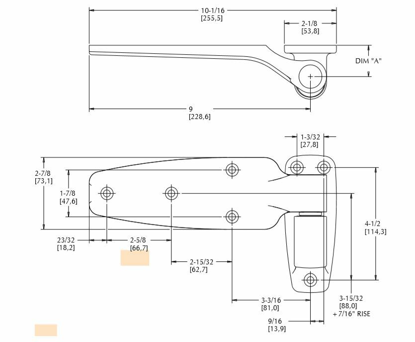 Kason OEM 1245 Reversible Cam-Rise Hinge, Offset: 2"