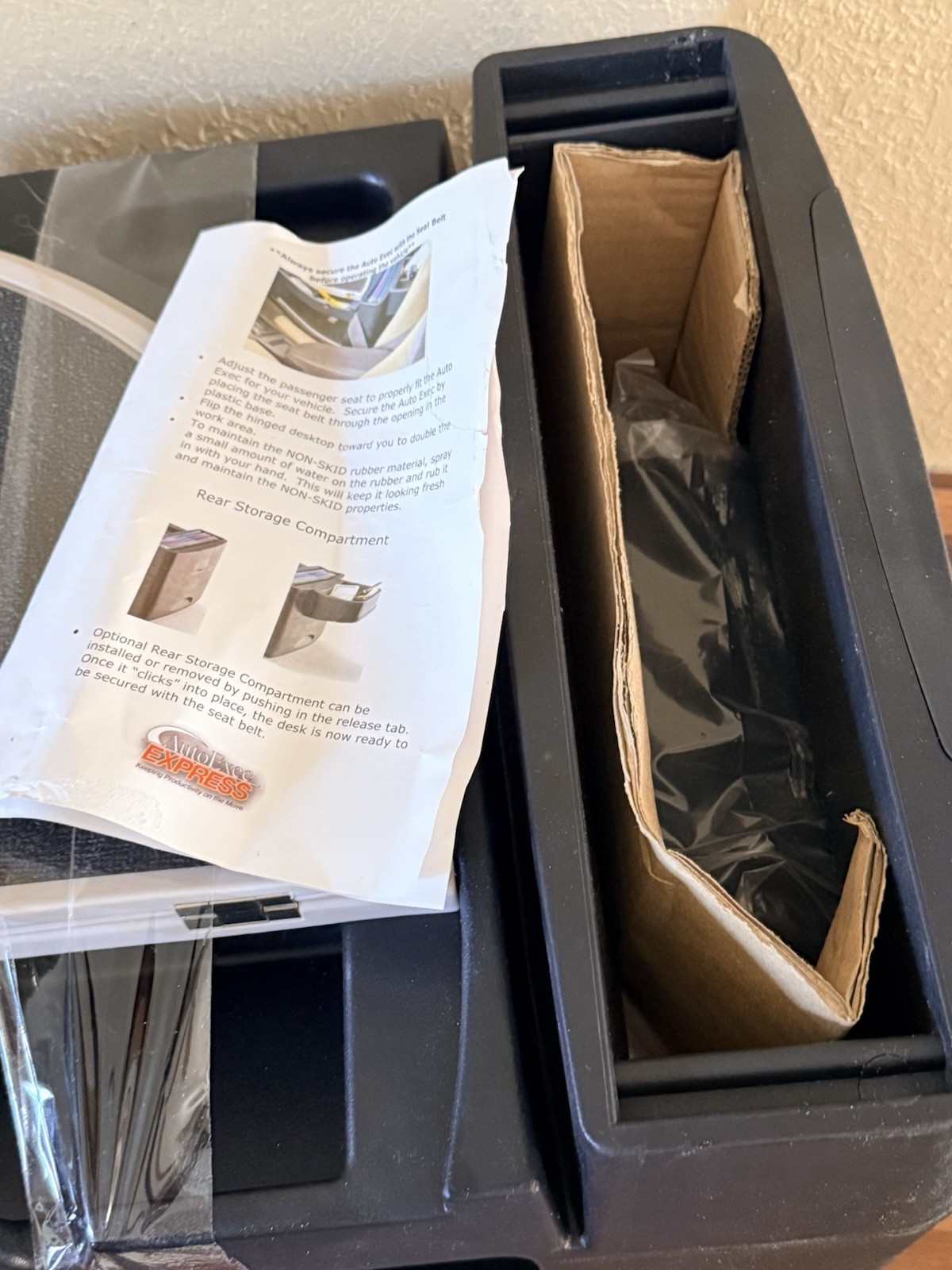 AUTOEXEC CAR DESK WITH EXTENDABLE WRITING SURFACE AND SUPPLY ORGANIZER