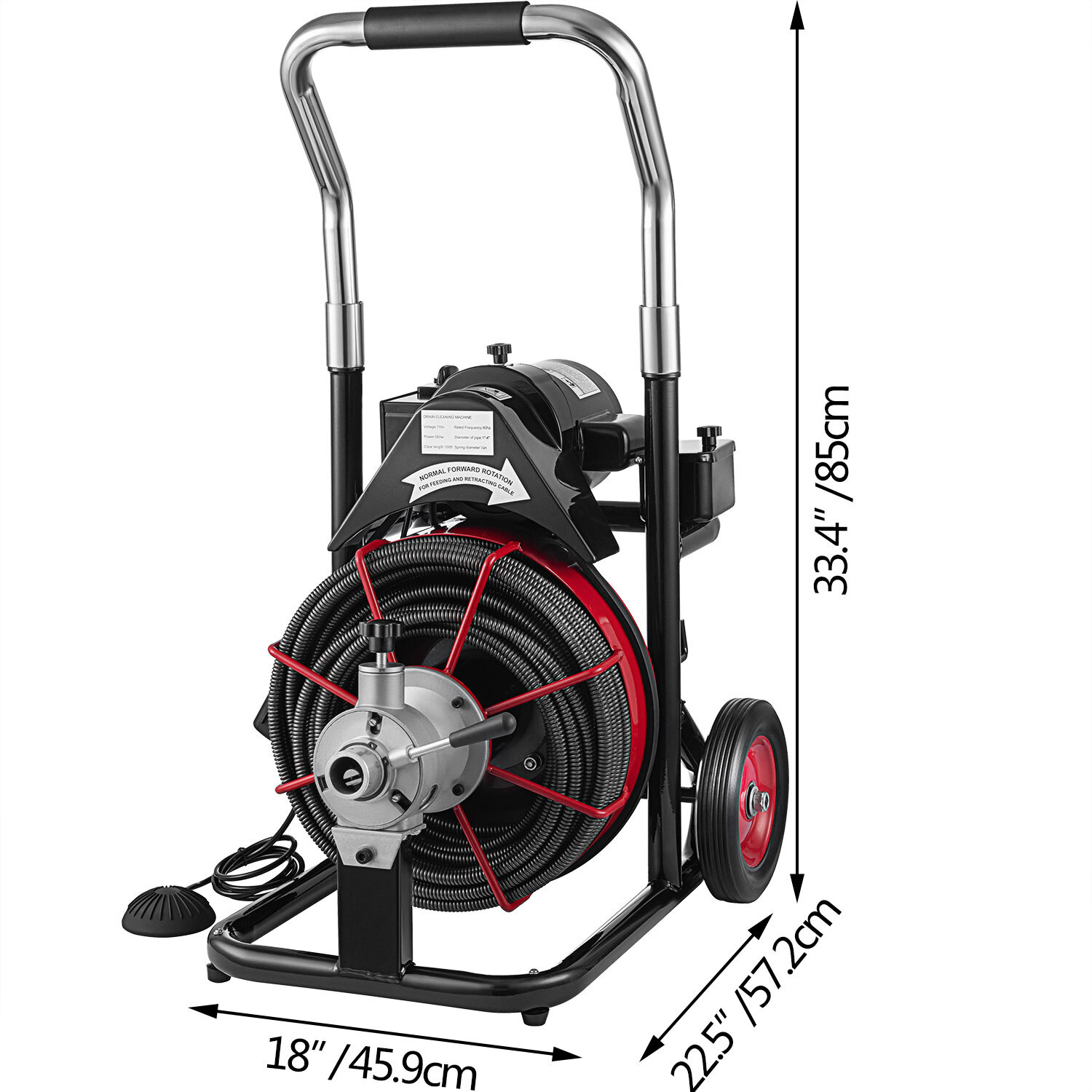 Auto Feed Drain Auger Cleaner Electric 100' x 1/2" Sewer Snake Cleaning Machine