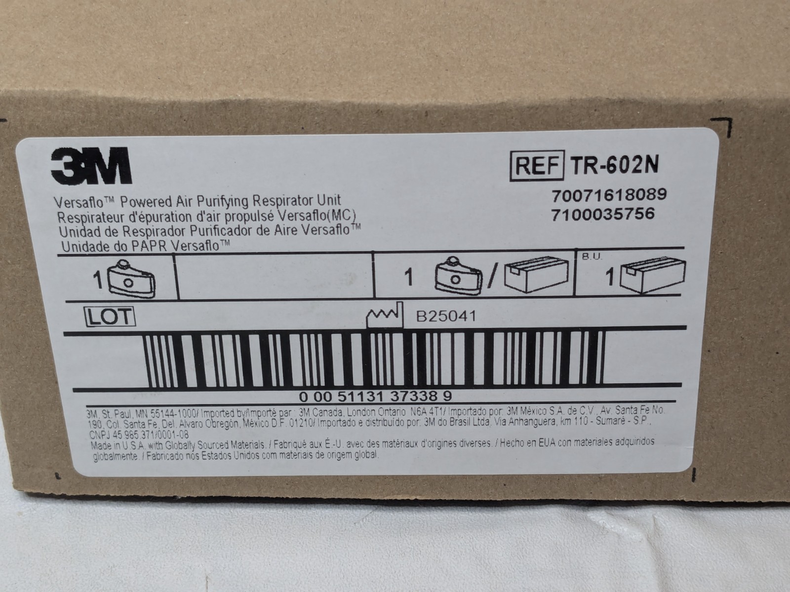 3M Versaflo Powered Air Purifying Respirator Unit TR-602N 7100035756