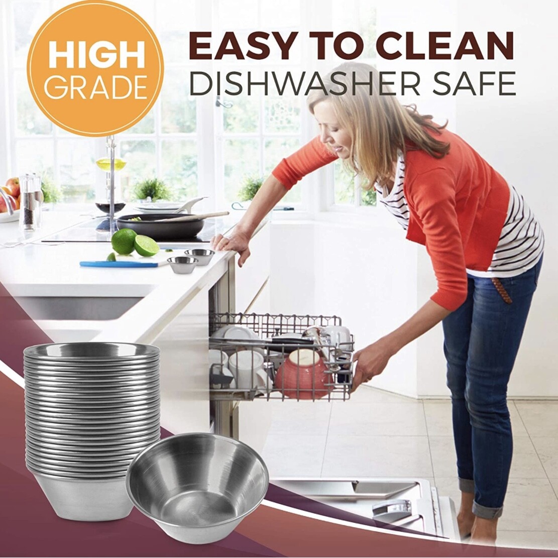 1.5 oz Sauce Cups Stainless Steel Condiment Portion Cup Dipping Sauce Cup