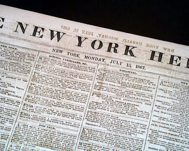 Kidder Fight Massacre w/ Gen. George Armstrong Custer in Kansas 1867 Newspaper
