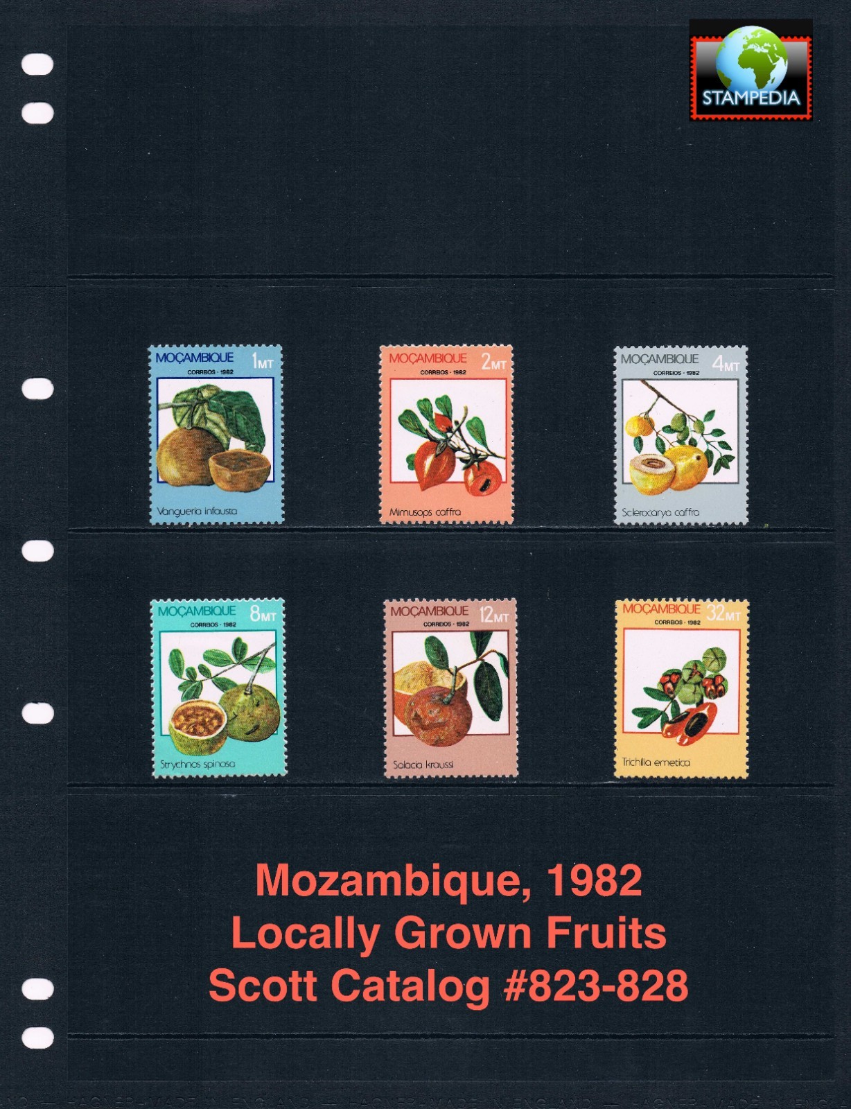 $4.00 Scott Value - 1982 MOZAMBIQUE Fruits African Wildlife CV MNH NH UMM