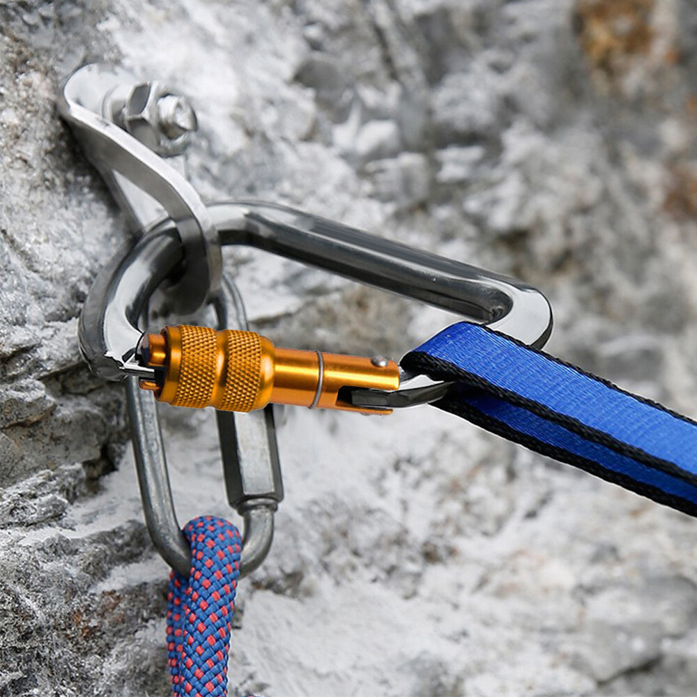 30KN Climbing Carabiner Aluminum Screw Locking Clip Heavy Duty Hook Rock Rescue