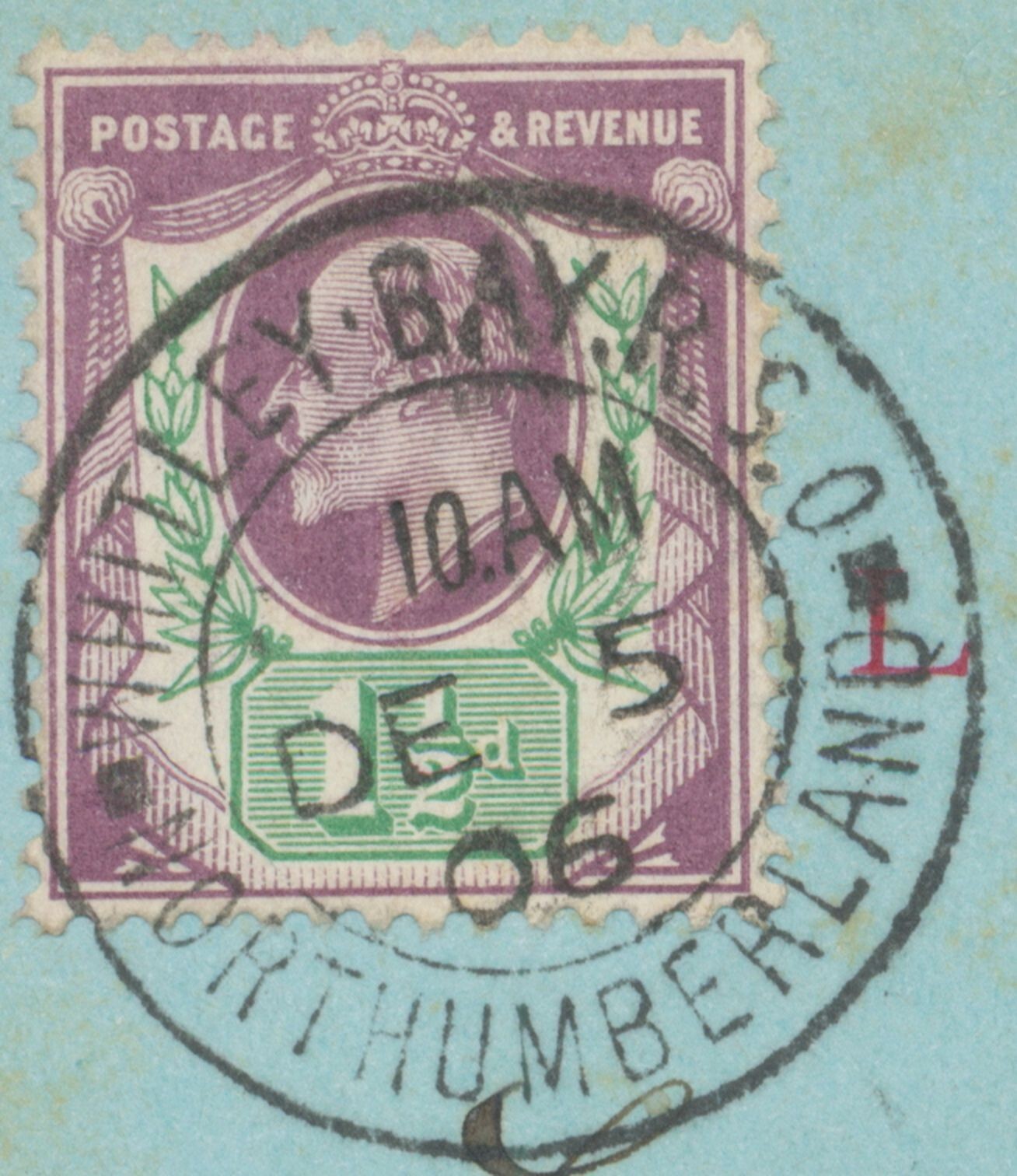 GB „WHITLEY-BAY.R.S.O / NORTHUMBERLAND“ Railway Sub Office postmark on fine EVII