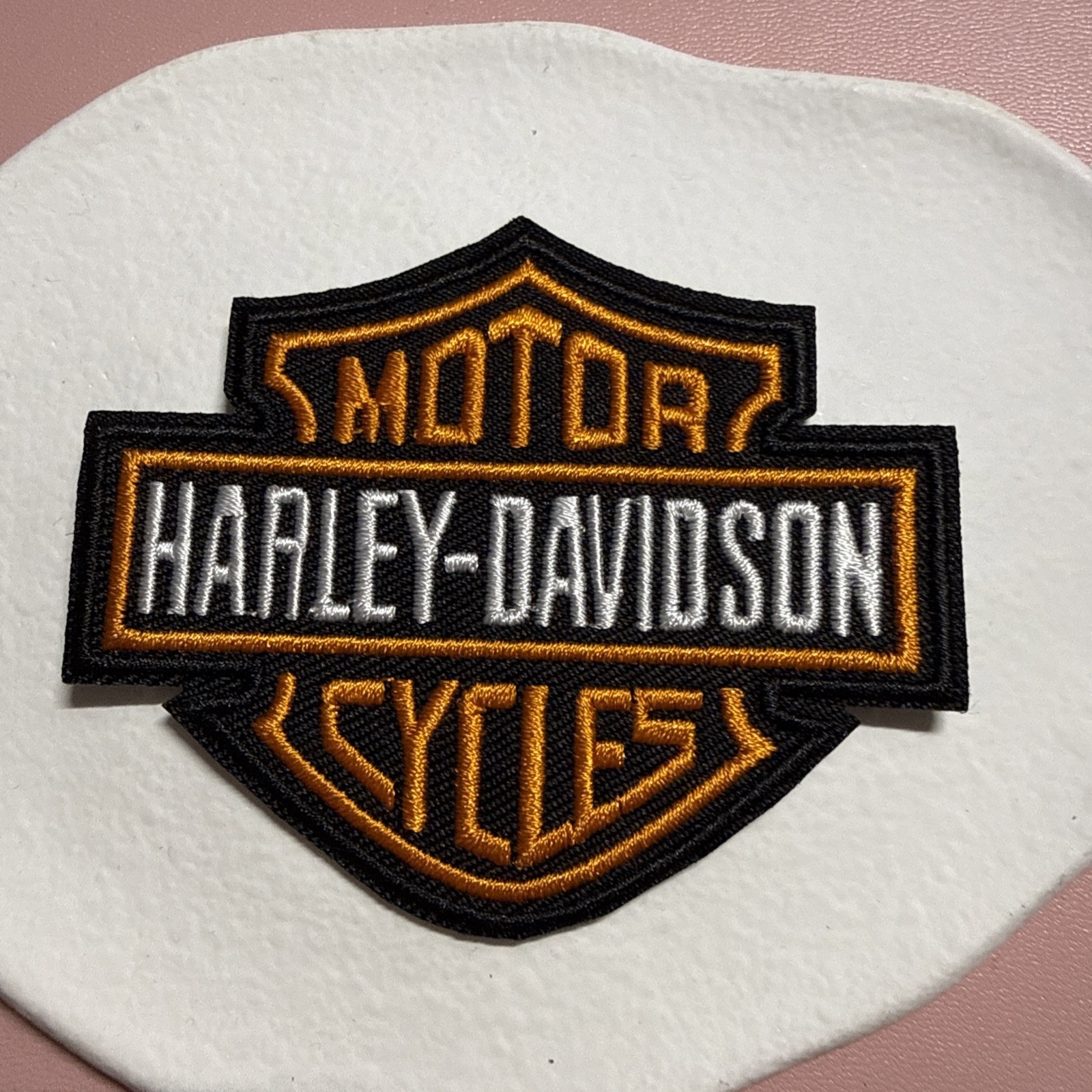 Harley Davidson Classic Orange Logo Iron-on embroidery Patch Size 2 X 3 inches