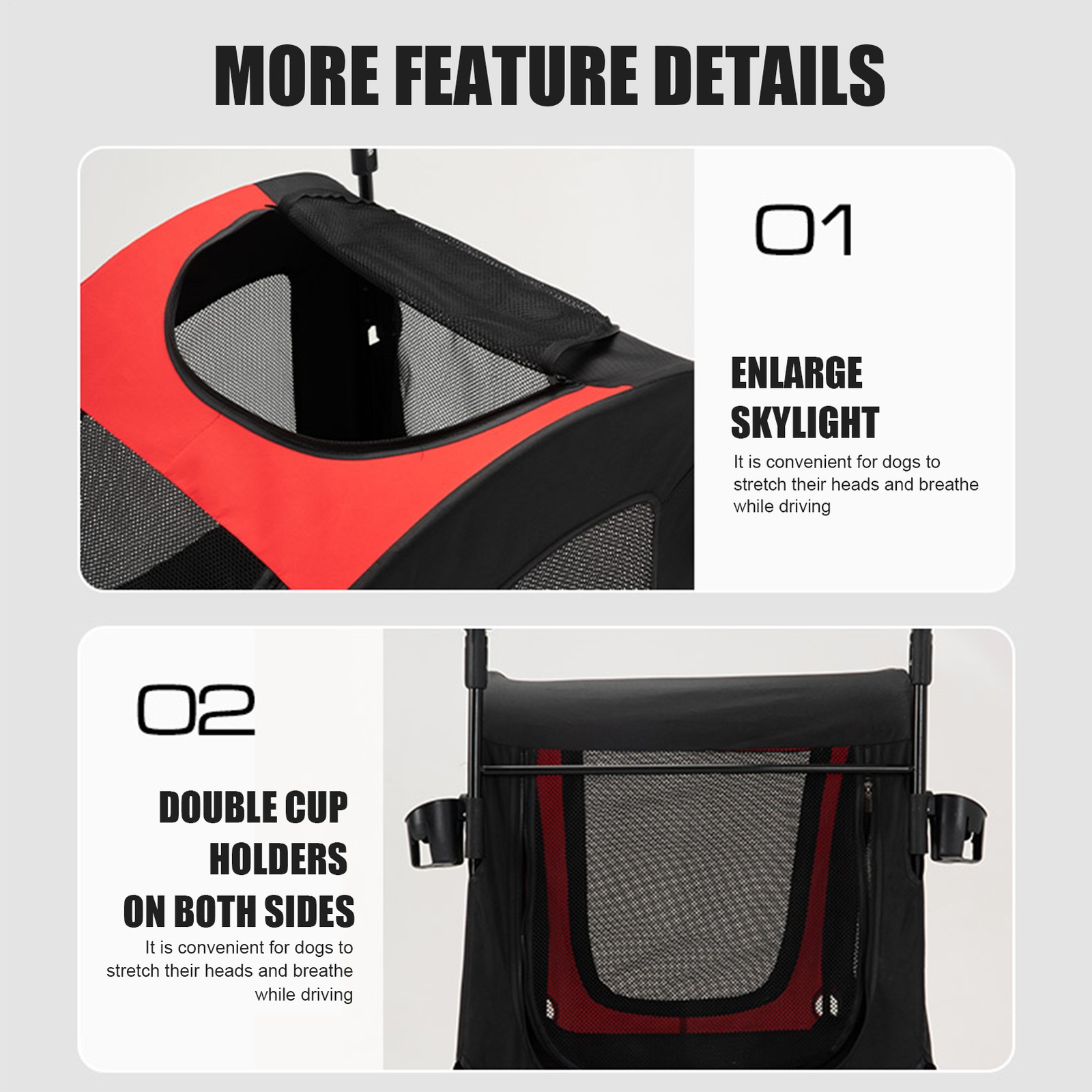 Extra Large Pet Stroller for Medium & Large Dogs - Foldable Design Up to 88 lbs