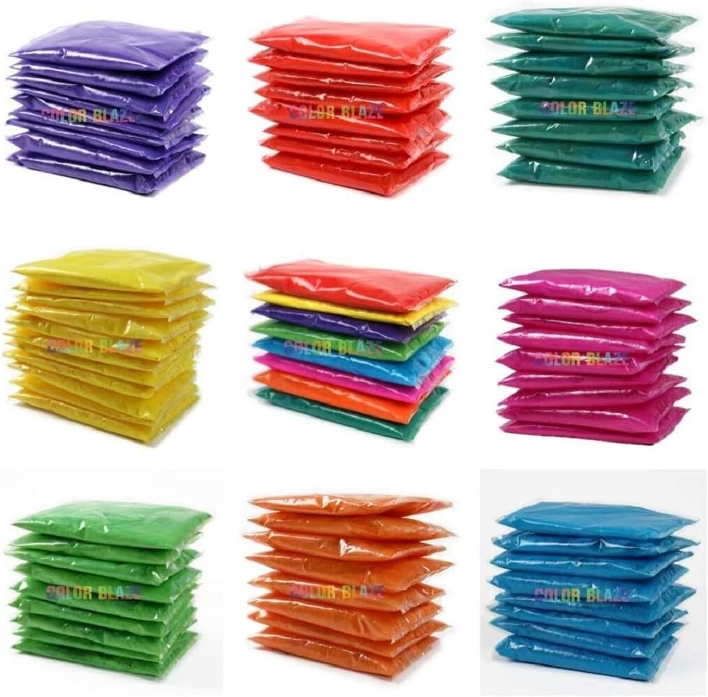 Color Blaze 120 Color Powder Packets 75g/ea. (8 Assorted Colors) Color Run Holi