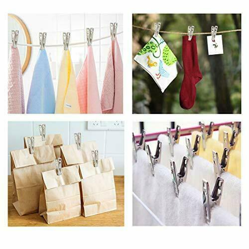 60 PCS Strong Stainless Steel Clothes Pins Metal Laundry Pegs with Storage
