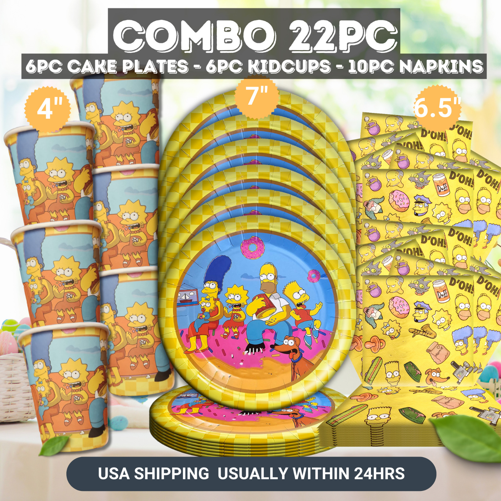 SIMPSONS cup plate banner birthday party supplies favor centerpiece decoration