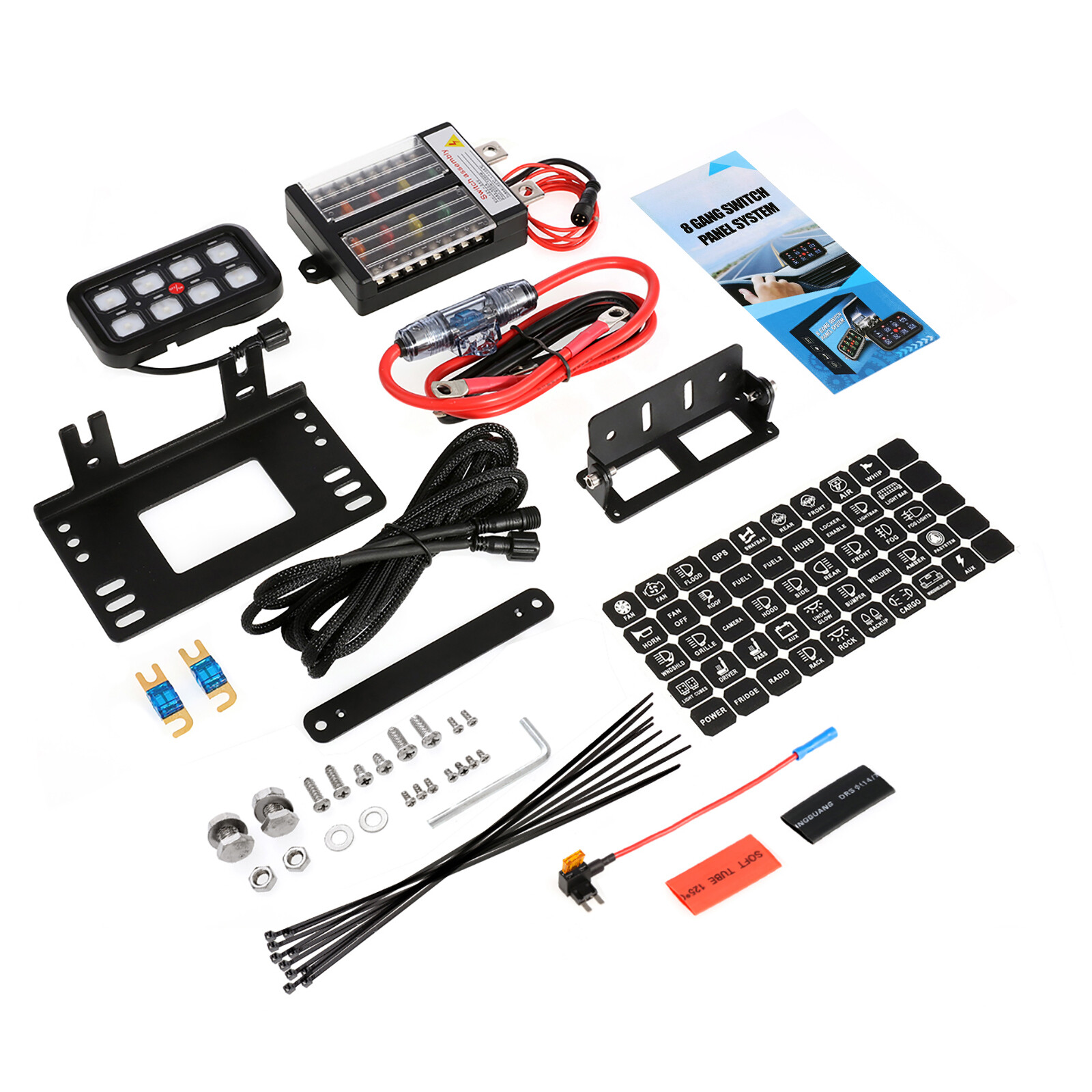 Auxbeam 8 Gang Switch Panel Automatic Dimmable Green LED On-Off Car Truck ATV