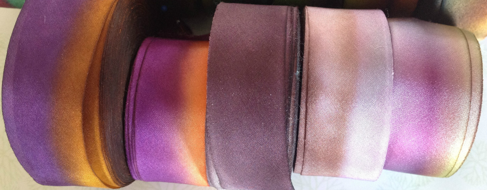 silk ribbon hand dyed 1" on the bias 1yd made in USA