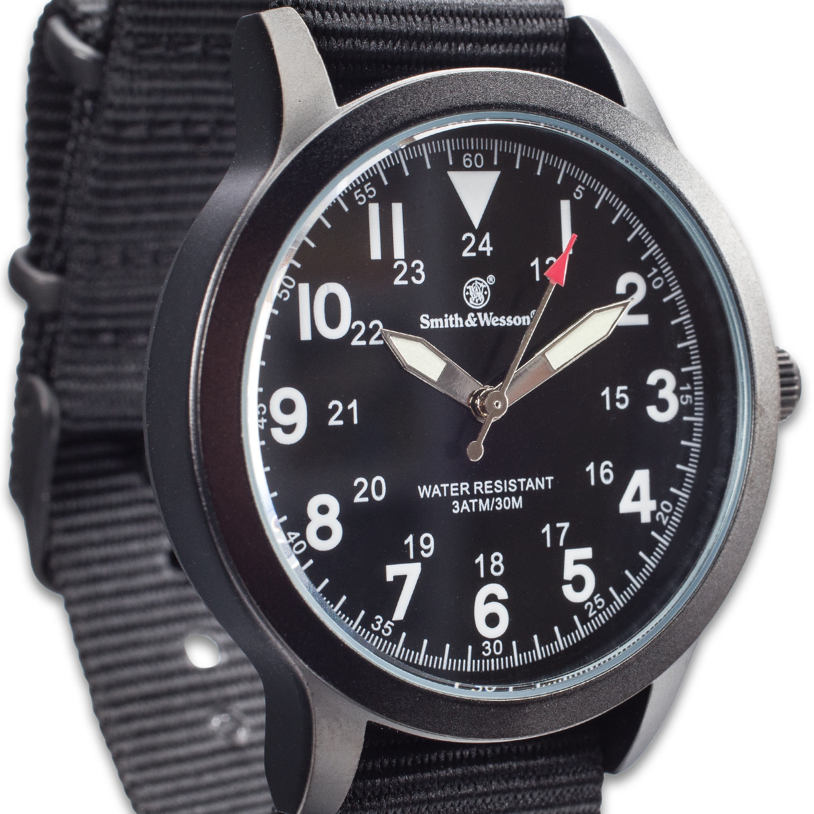 Smith & Wesson Black Canvas Tactical Military Case 30m Water Resistant Watch