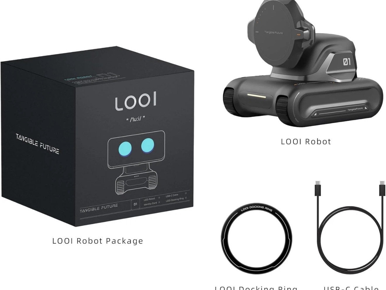 LOOI Robot-Space Black – AI Desktop Companion with ChatGPT Voice Interacti