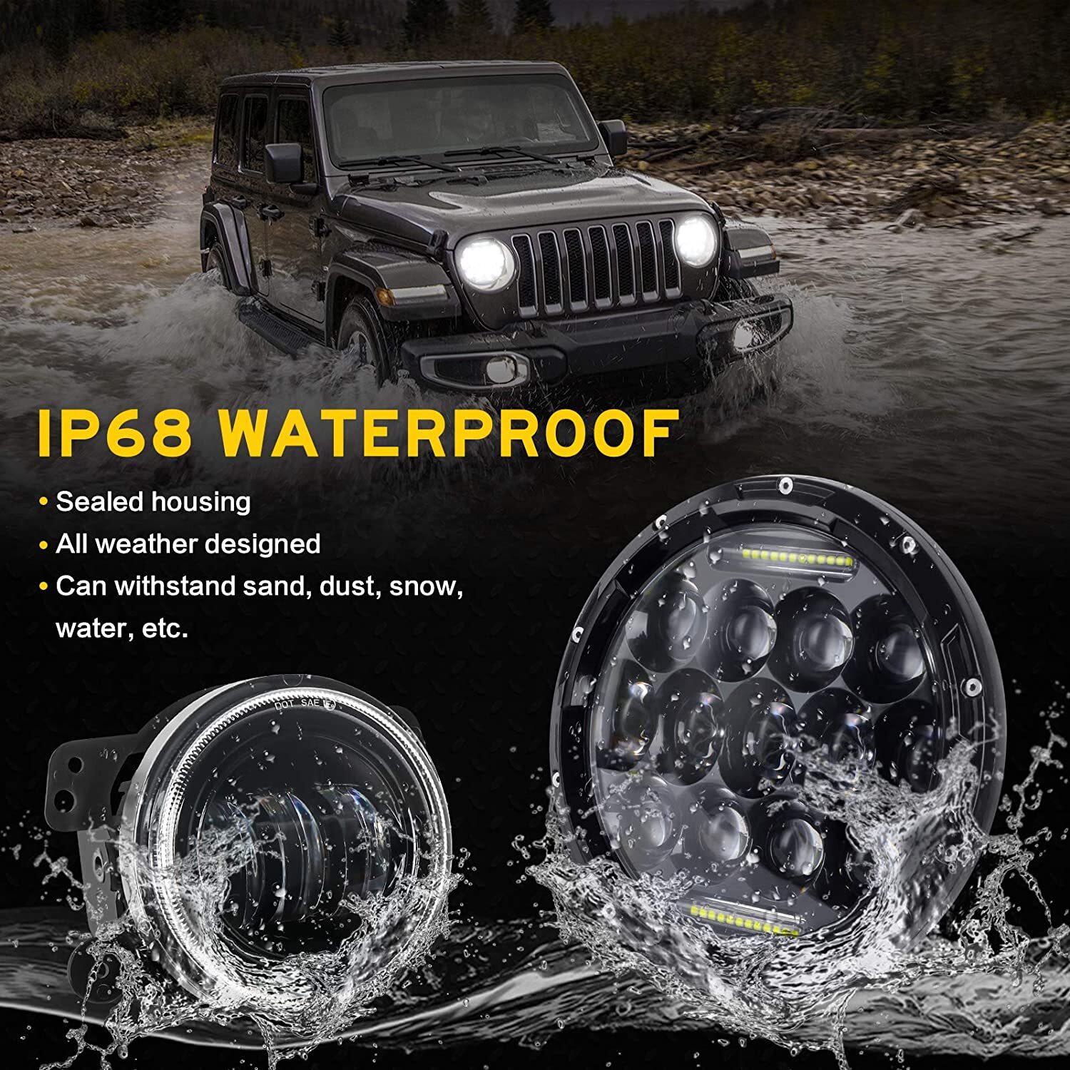 DOT 7 inch Motorcycle LED Headlight Hi-Lo Halo for Honda Shadow Spirit 1100 750