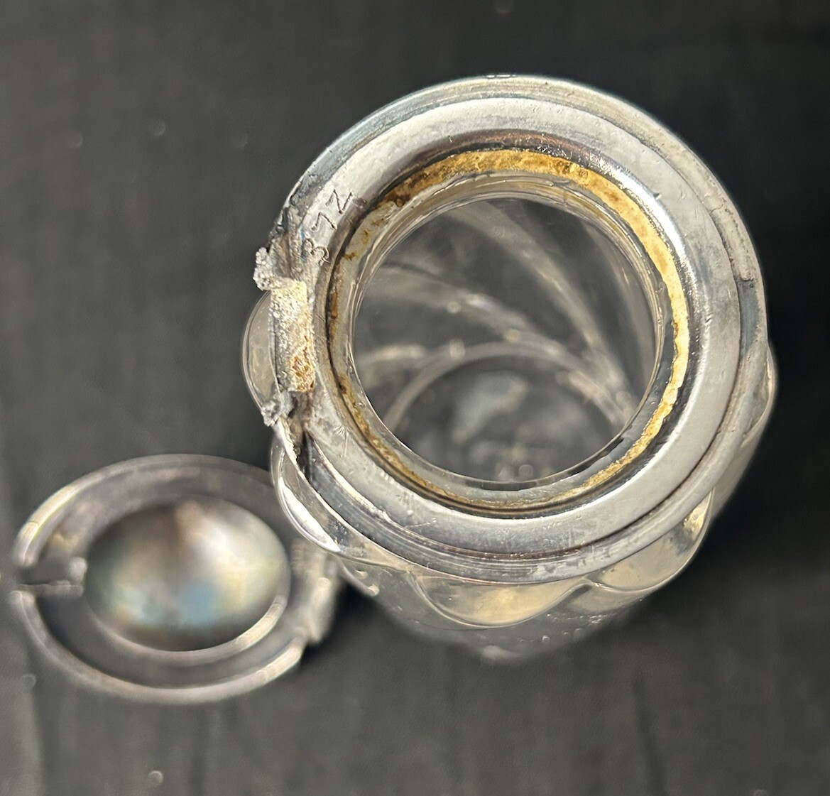 RARE Antique Manganese Glass Cruet Set Meriden Quadruple Plate Caddy c1900 READ