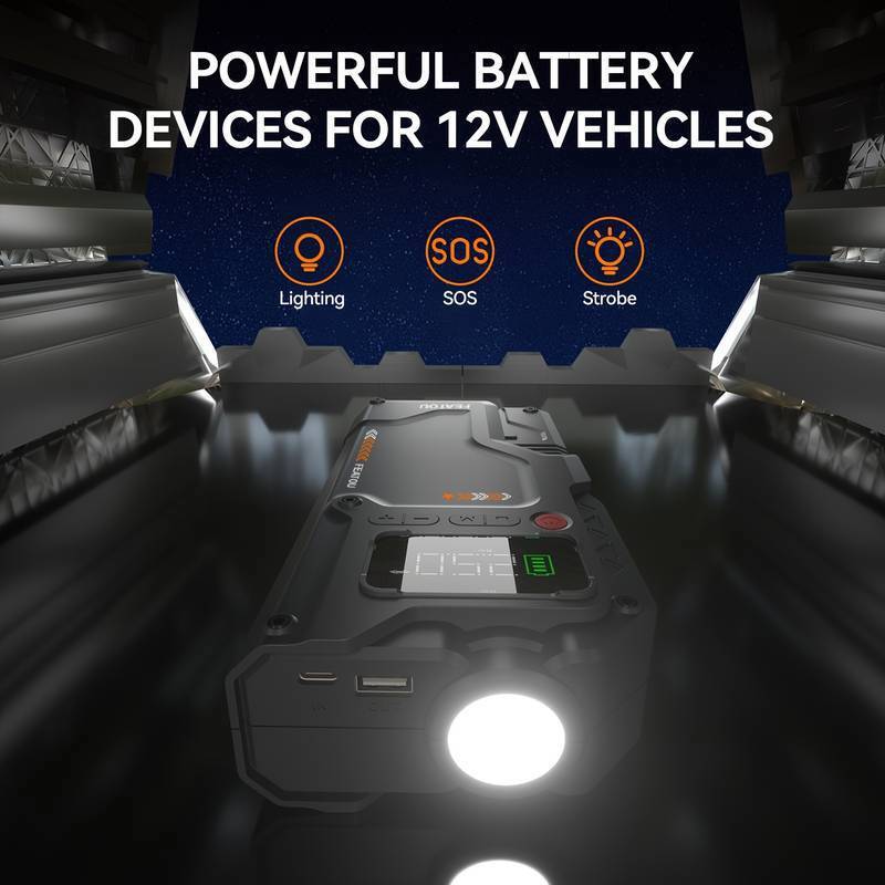 Featou 8000A Car Jump Starter With Air Compressor Pack Booster 12V Power Bank