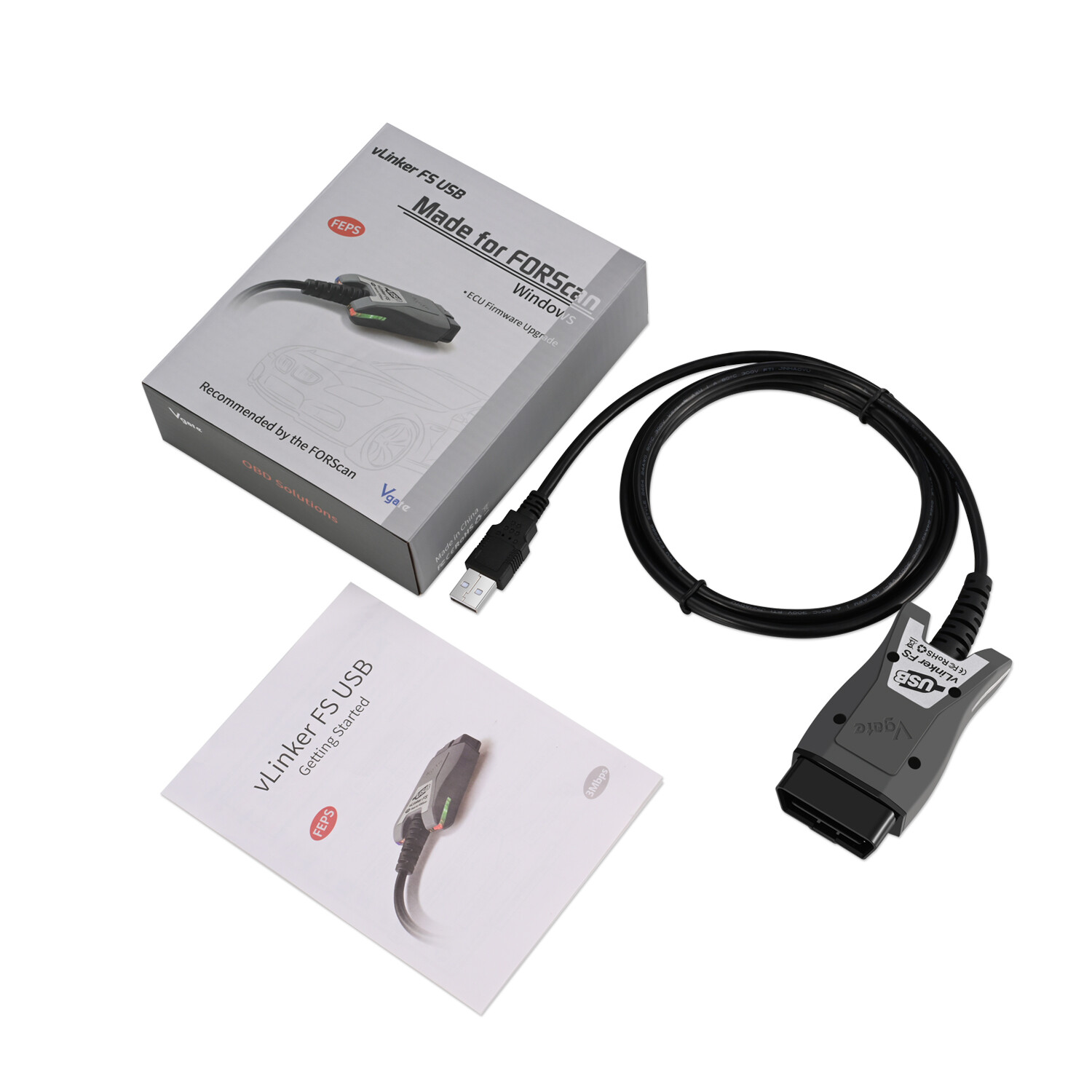 Vgate vLinker FS OBD2 Scanner USB Adapter Fit For FORScan HS/MS-CAN Auto Switch