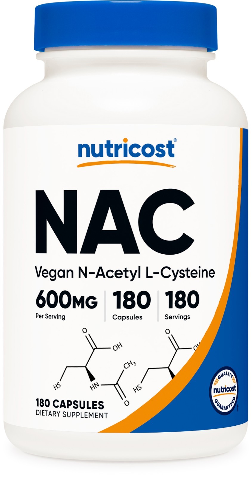 Nutricost N-Acetyl L-Cysteine (NAC) 600mg, 180 Capsules - Non-GMO & Gluten Free