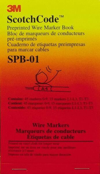 3M SPB-01 Pre-Printed Wire Marker Book, Includes 540 Alphanumeric Labels