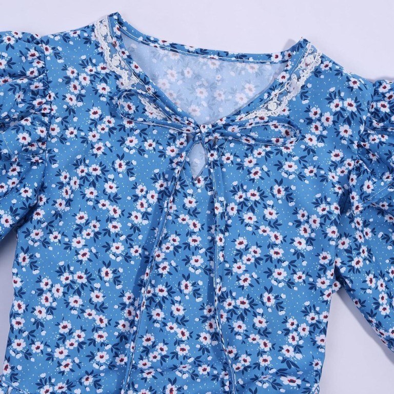 Pioneer Prairie Colonial Dress Costume w/ Apron & Bonnet girls kids age 5-12