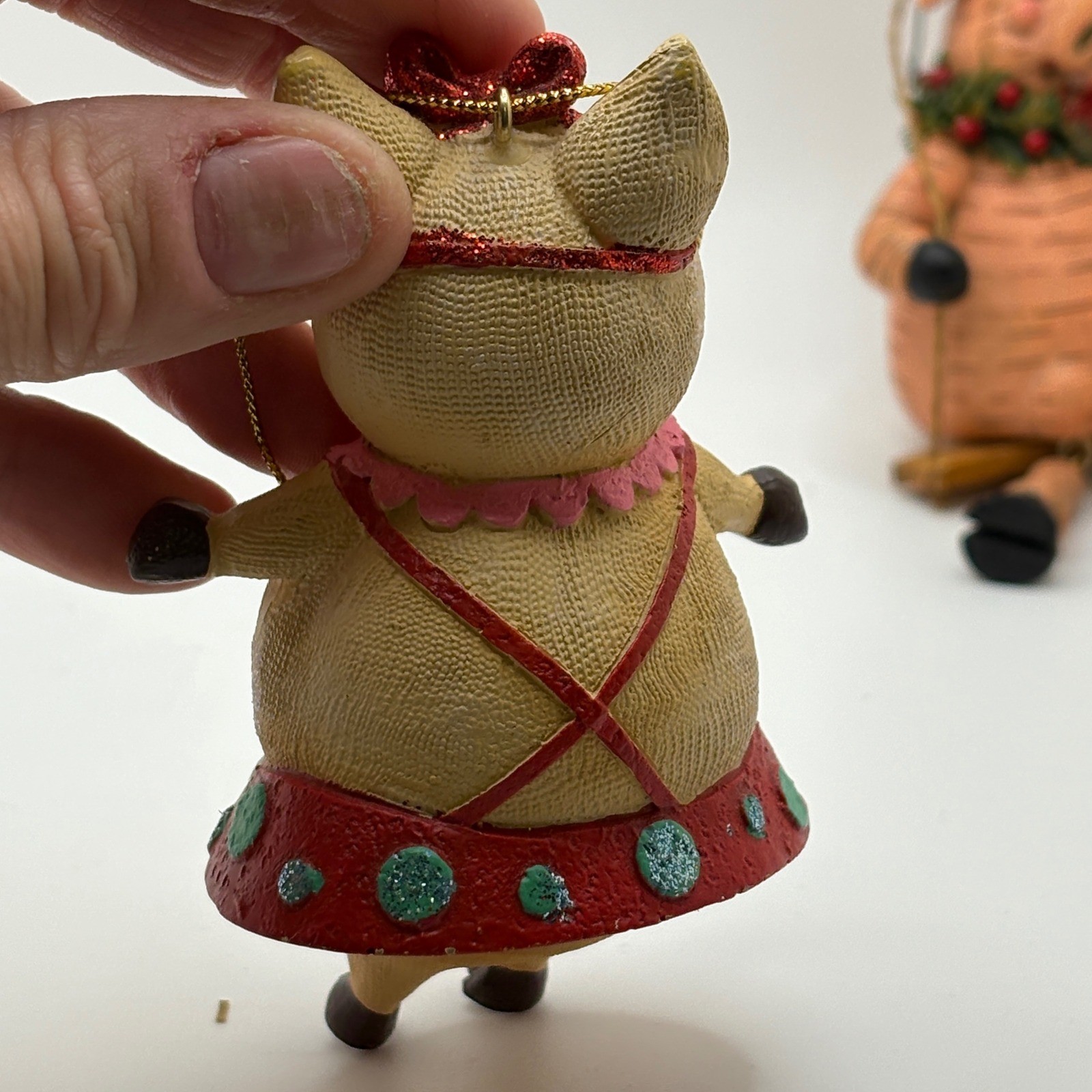 Charming Pig Ornaments Set of 2 Whimsical Holiday Decorations