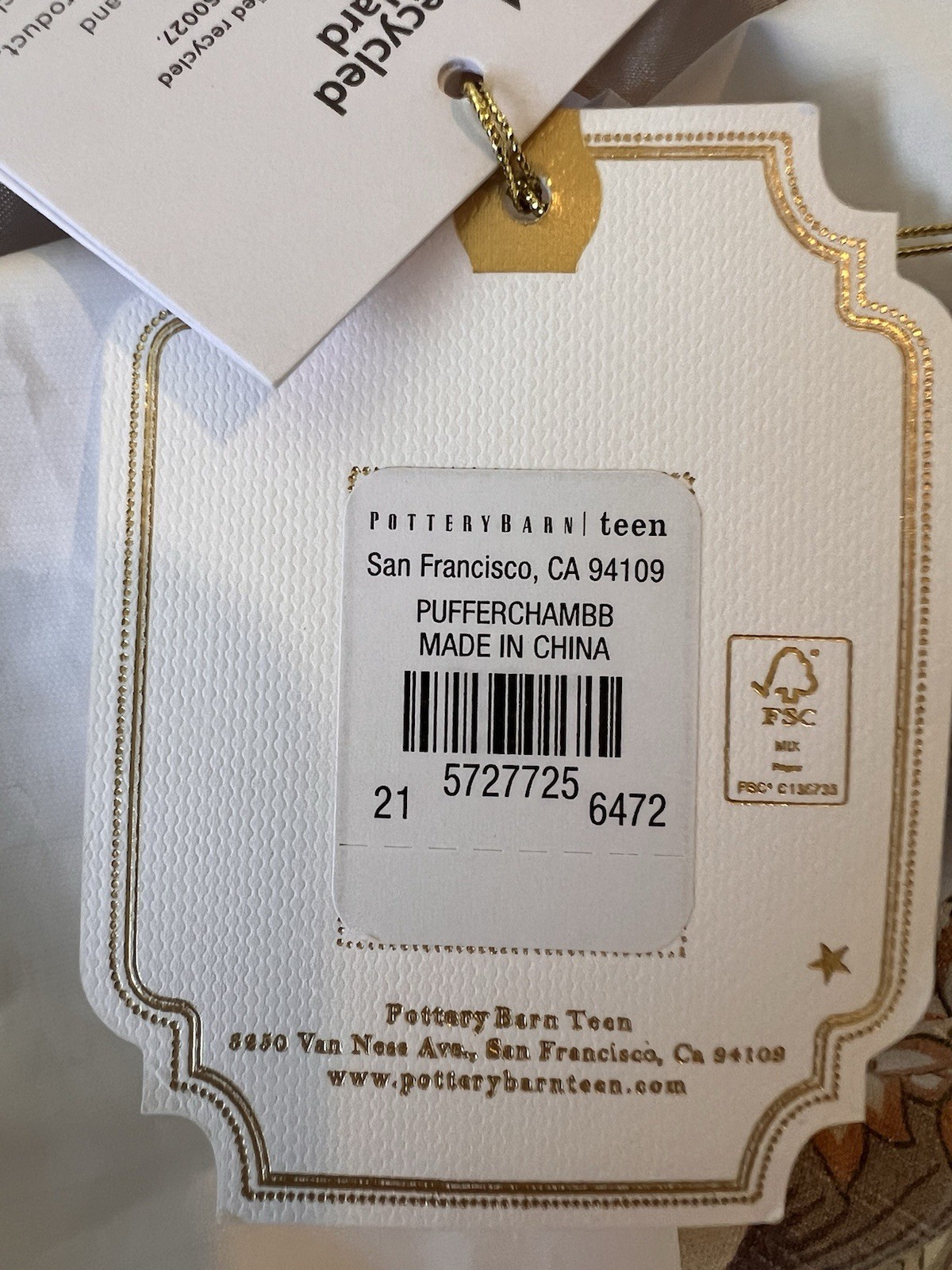 New Pottery Barn Teen Champagne Puffer Bean Bag Chair Slipcover Only