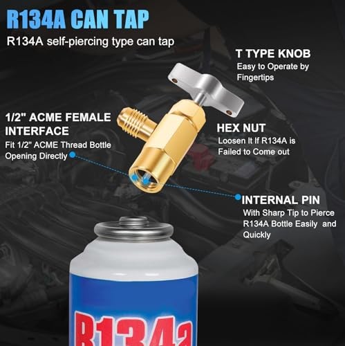 AC Charge Hose with Gauge for R134A, Car HVAC Refrigerant Recharge Kit, Home