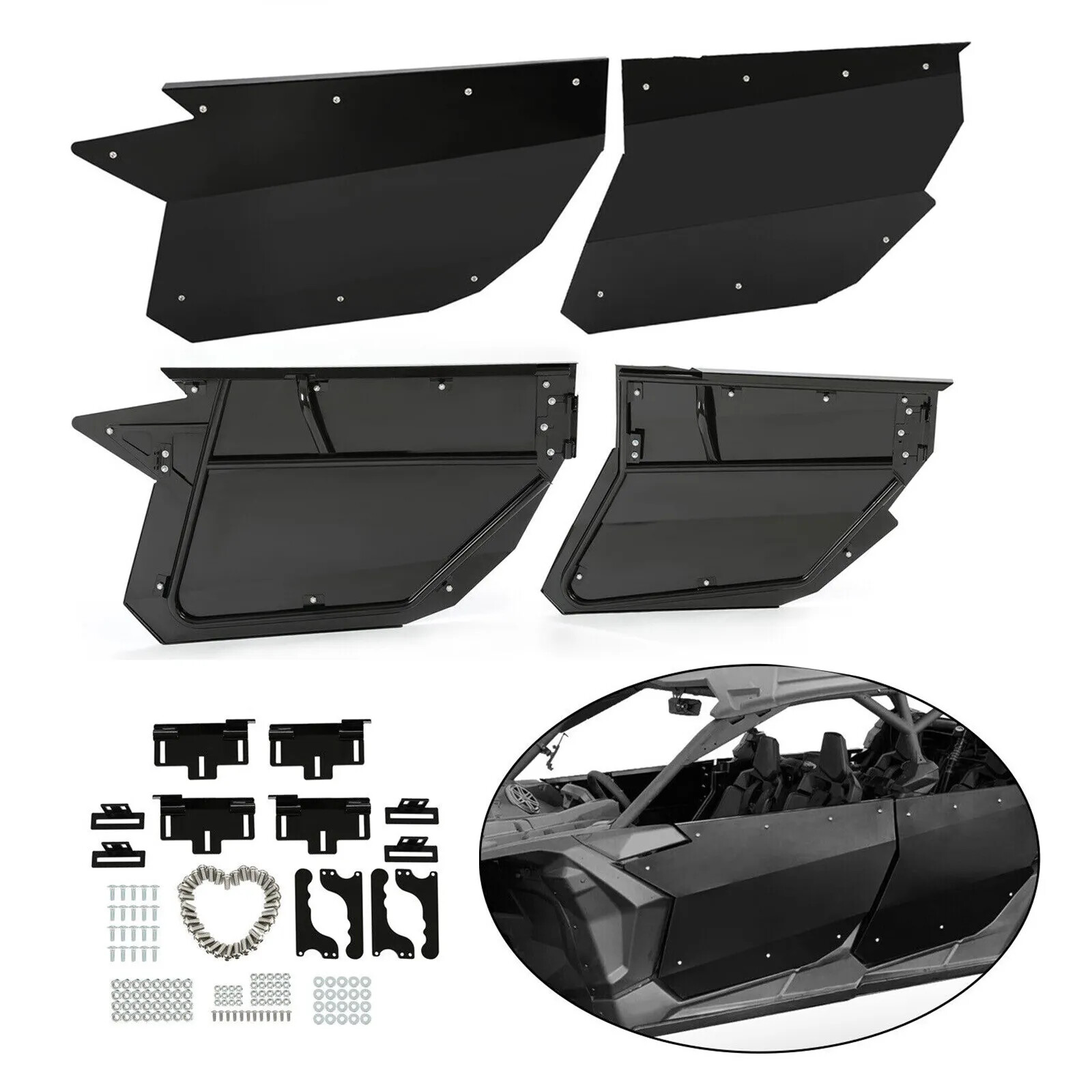 Aluminum 4PCS Full Door Panels Fit CAN AM X3 Max Turbo R RR 4 Seat 17-2025