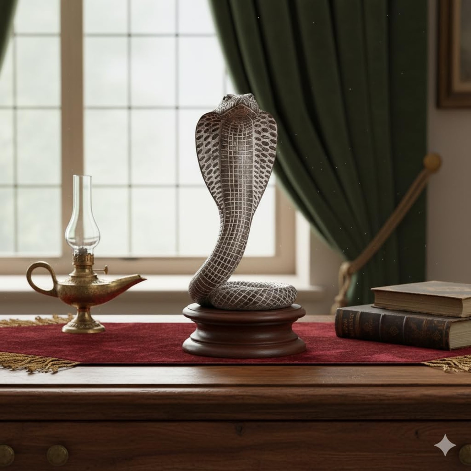 Realistic King Cobra Snake Statue - Hand Painted Figurine Sculpture for Home ...