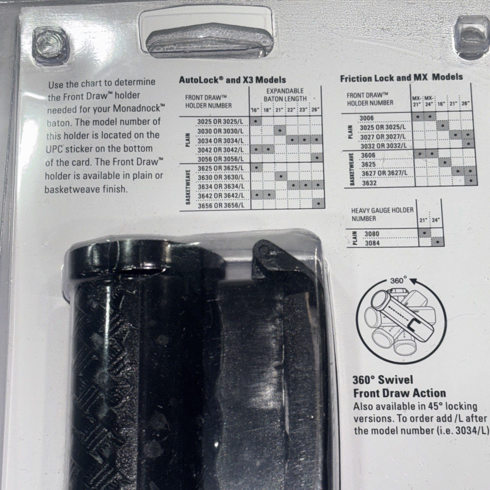 Monadnock Riot Gear Front Draw Holder Expandable MX Baton Basket Weave USA NEW