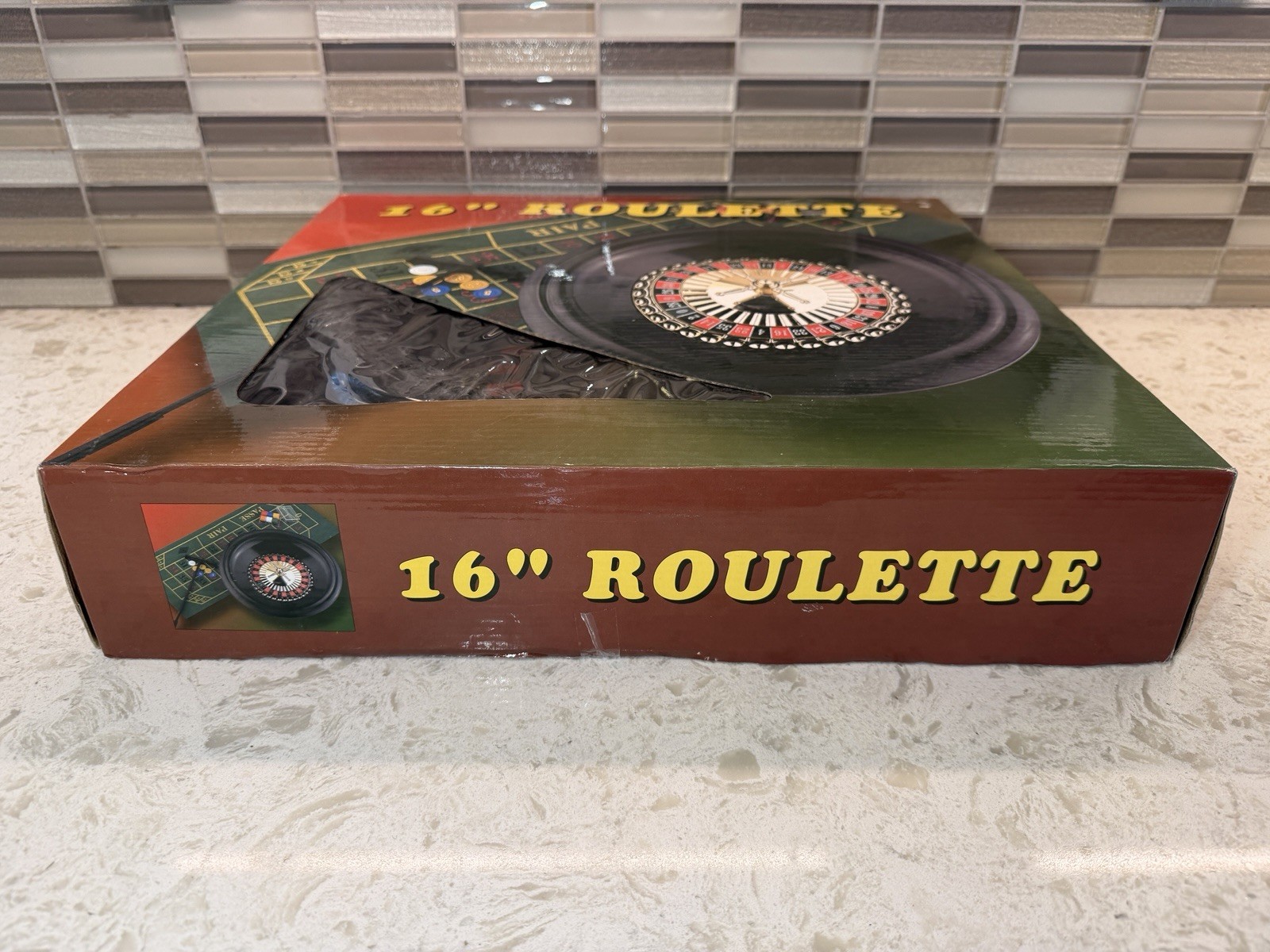 16 Inch Roulette Wheel Game Set with Game Layout, Mini Chips, Rake
