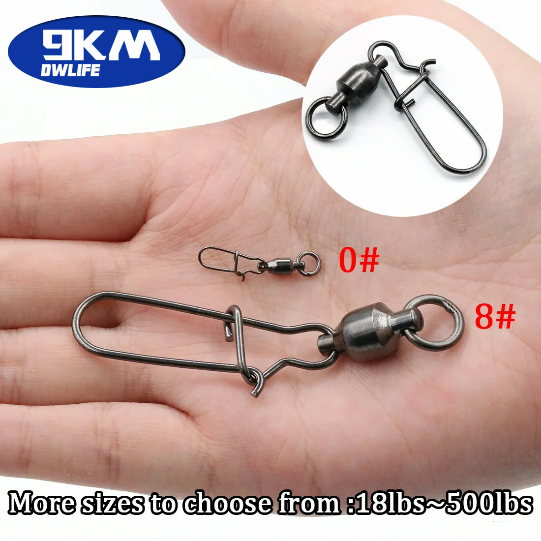 20~100Pcs Ball Bearing Snap Swivels with Crane Duo Lock Snap Tackle 22LB~276LB