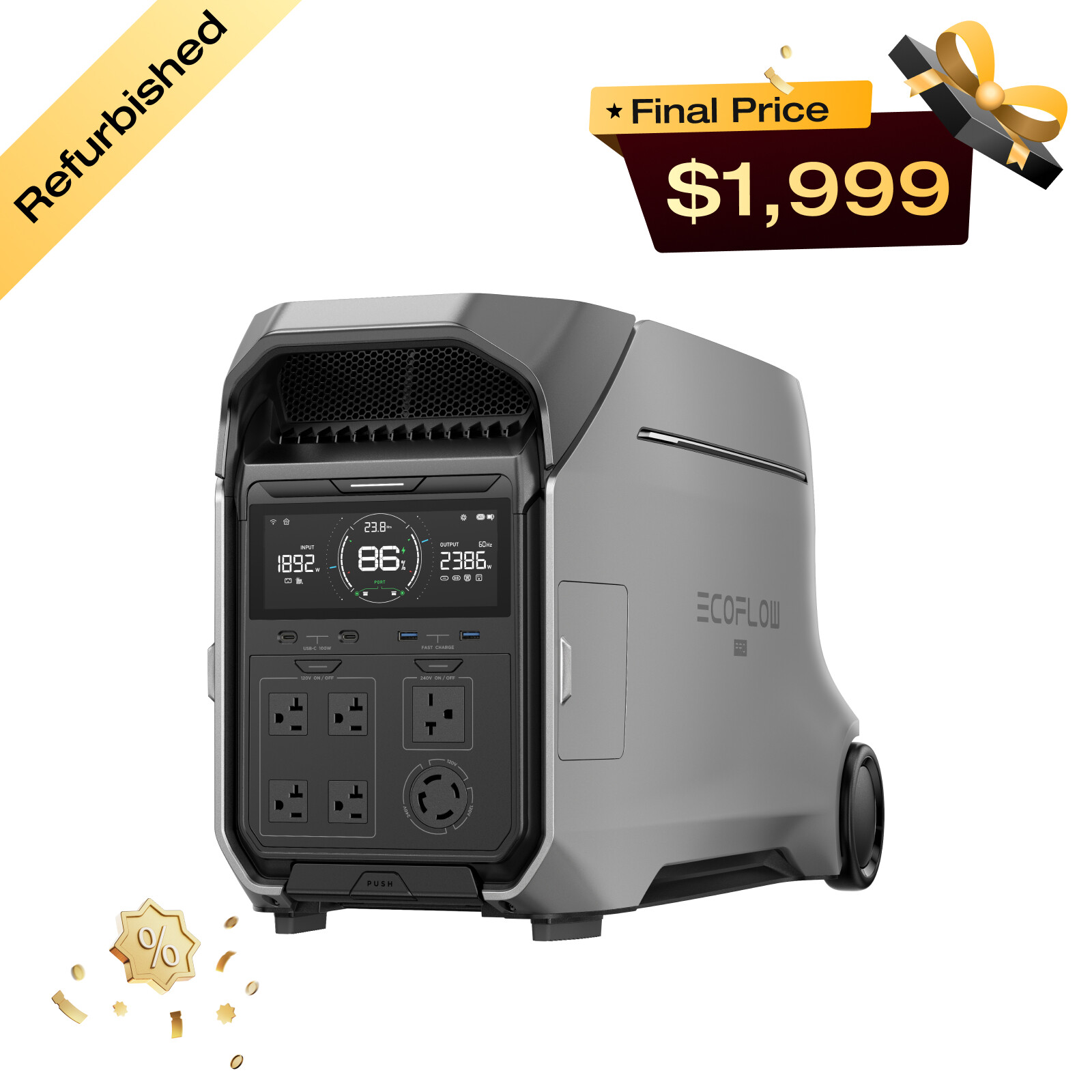 EcoFlow DELTA Pro 3 4000Wh LFP Portable Power Station Certified Refurbished